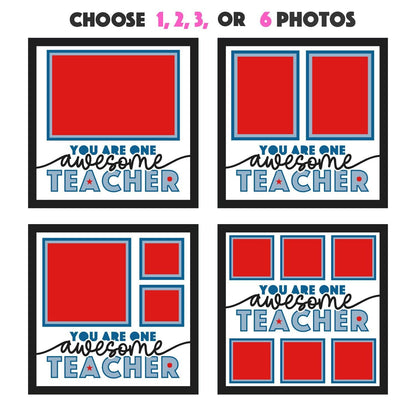 Awesome Teacher - 9 x 9 Inch photo Frame - 1, 2, 3 or 6 photos / Multi Colour