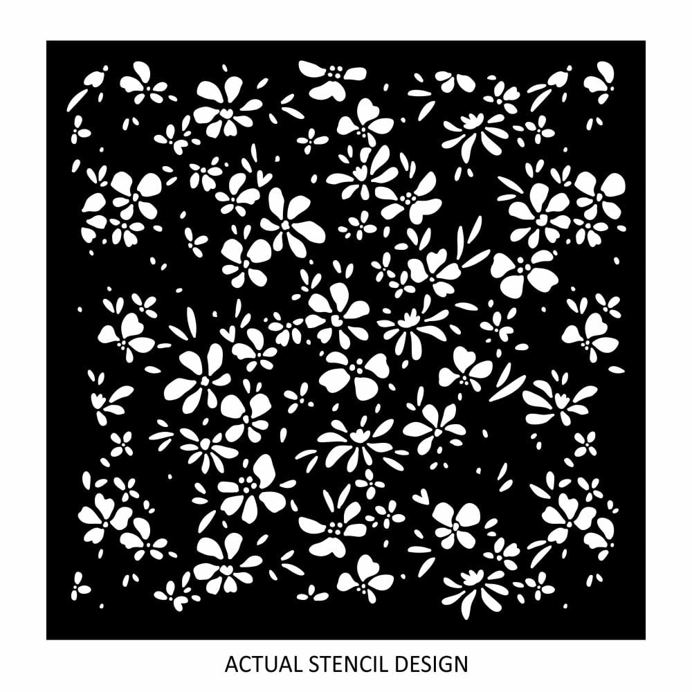 Distressed Flowers Allover Stencil