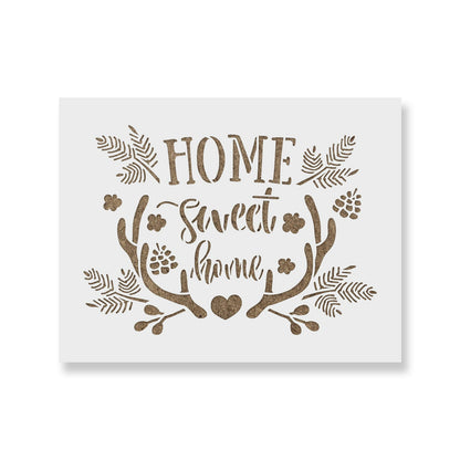 Home Sweet Home Antler Heart Stencil