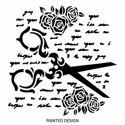 Scissor Floral Poem Stencil