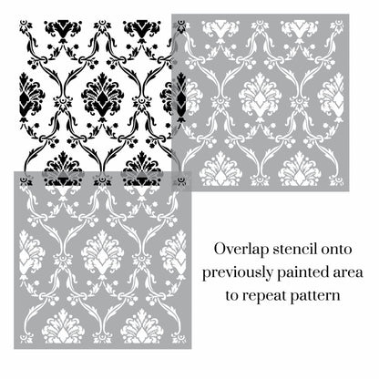 Bordeaux Damask Wallpaper Stencil