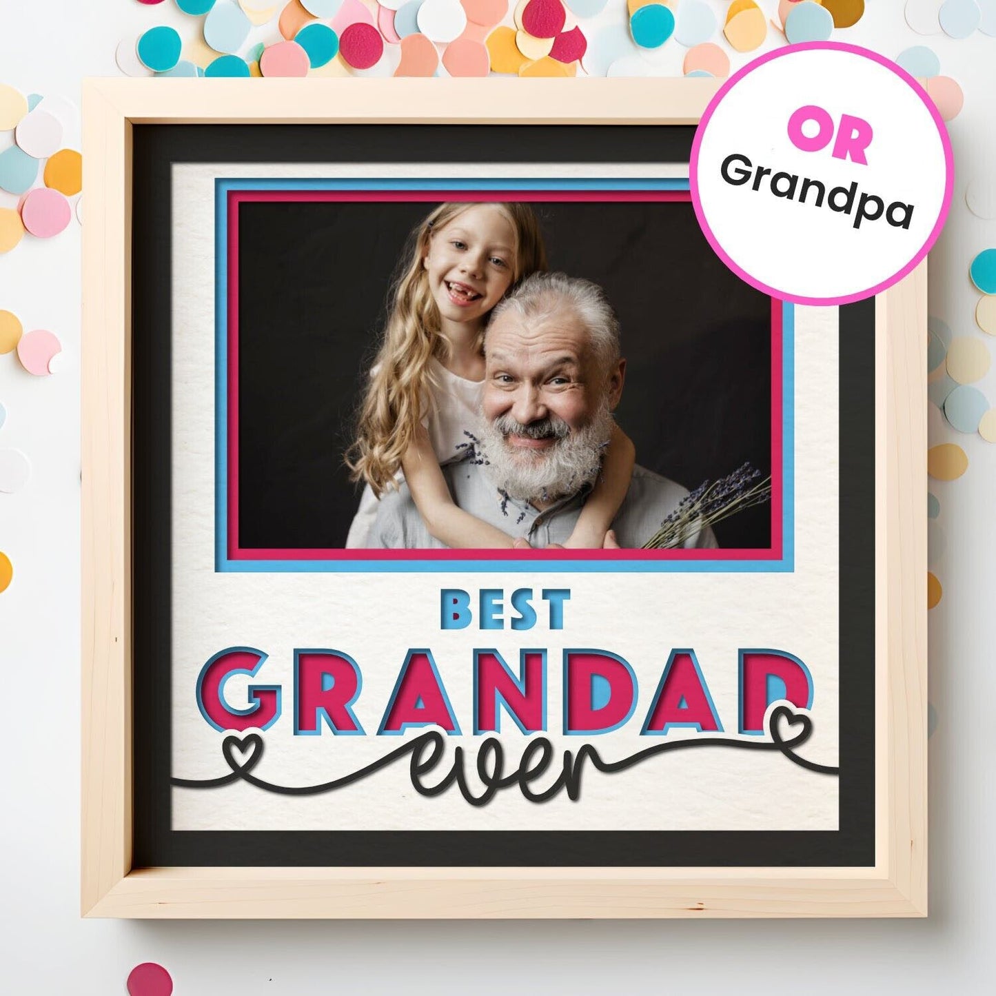 Best Grandpa Ever - 9 x 9 Inch photo Frame - 1, 2, 3 or 6 photos / Multi Colour