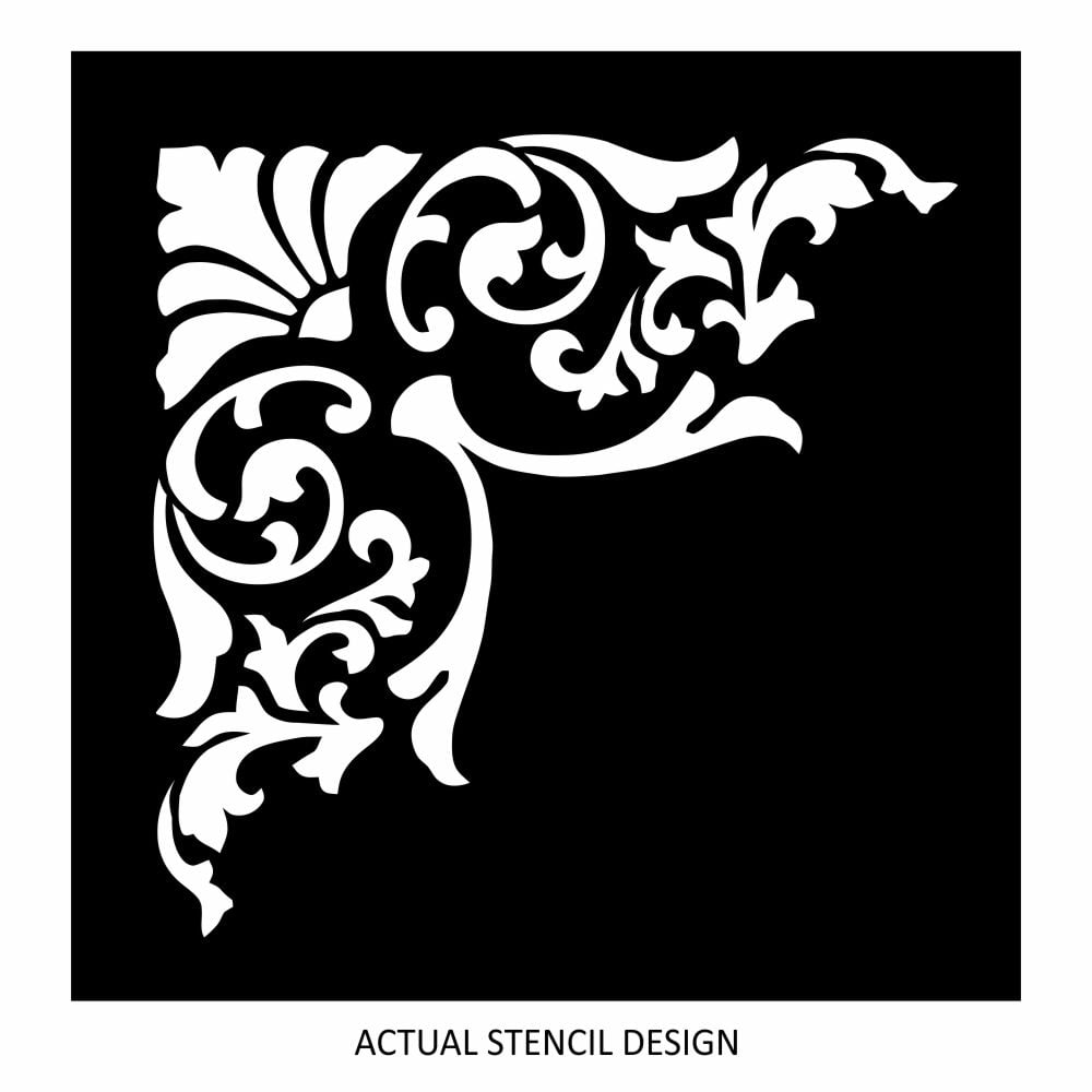 Formal Floral Corner Stencil