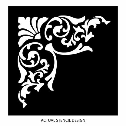 Formal Floral Corner Stencil