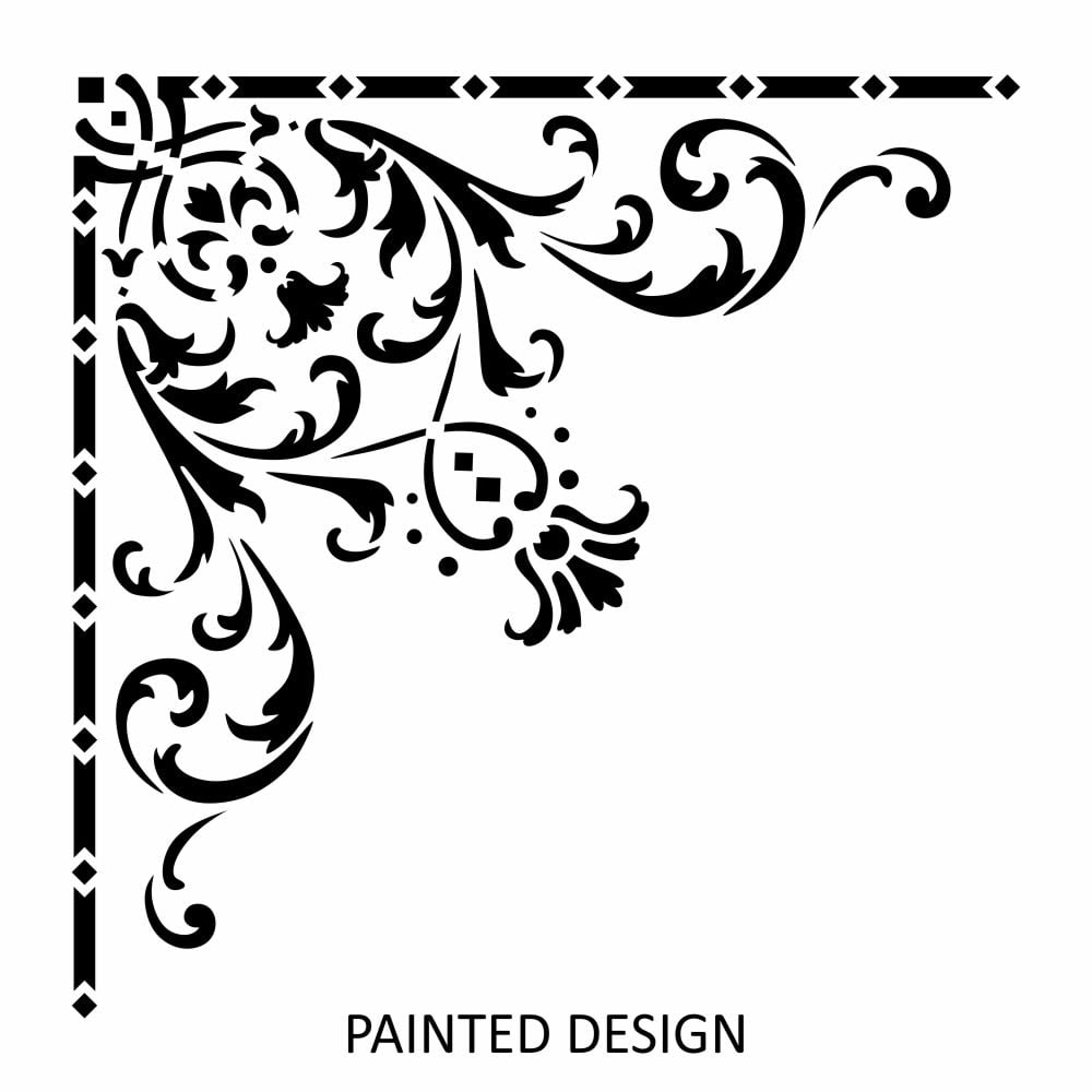 Diamond Damask Corner Stencil