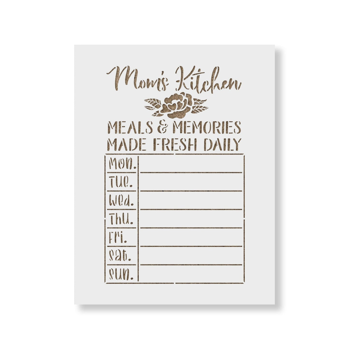 Moms Kitchen Meals Calendar Stencil