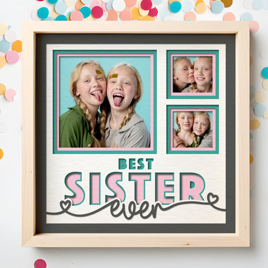 Best Sister Ever - 9 x 9 Inch photo Frame - 1, 2, 3 or 6 photos / Multi Colour