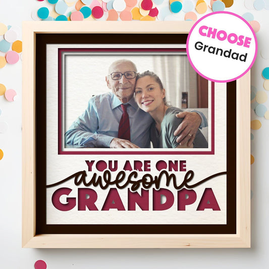 Awesome Grandpa - 9 x 9 Inch photo Frame - 1, 2, 3 or 6 photos / Multi Colour