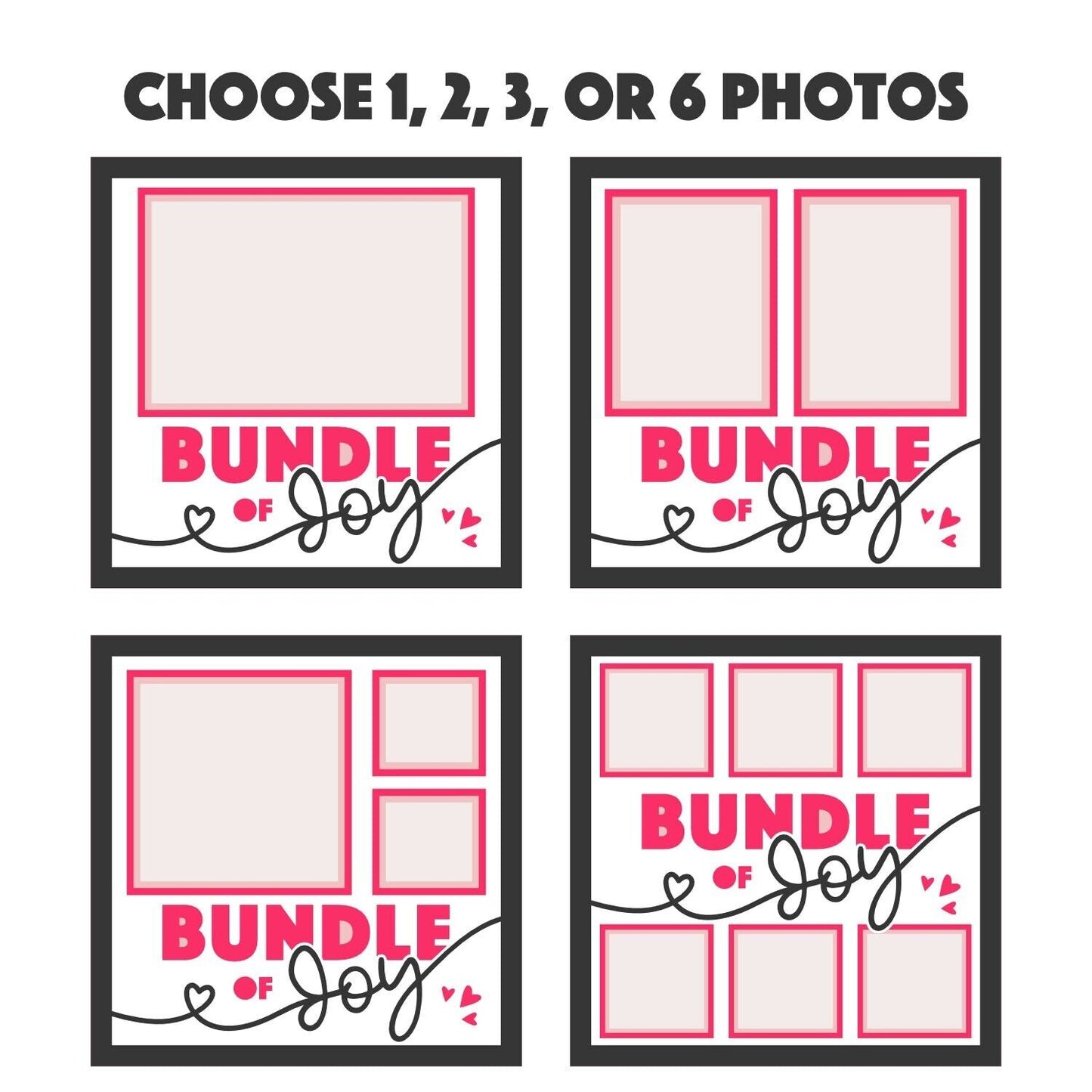 Bundle of Joy - 9 x 9 Inch photo Frame - 1, 2, 3 or 6 photos / Multi Colour