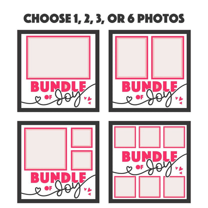 Bundle of Joy - 9 x 9 Inch photo Frame - 1, 2, 3 or 6 photos / Multi Colour