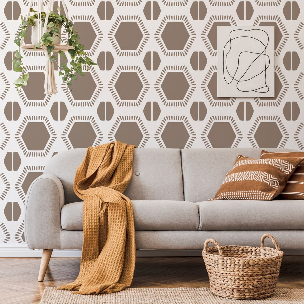 Hexagon Boho Allover Stencil