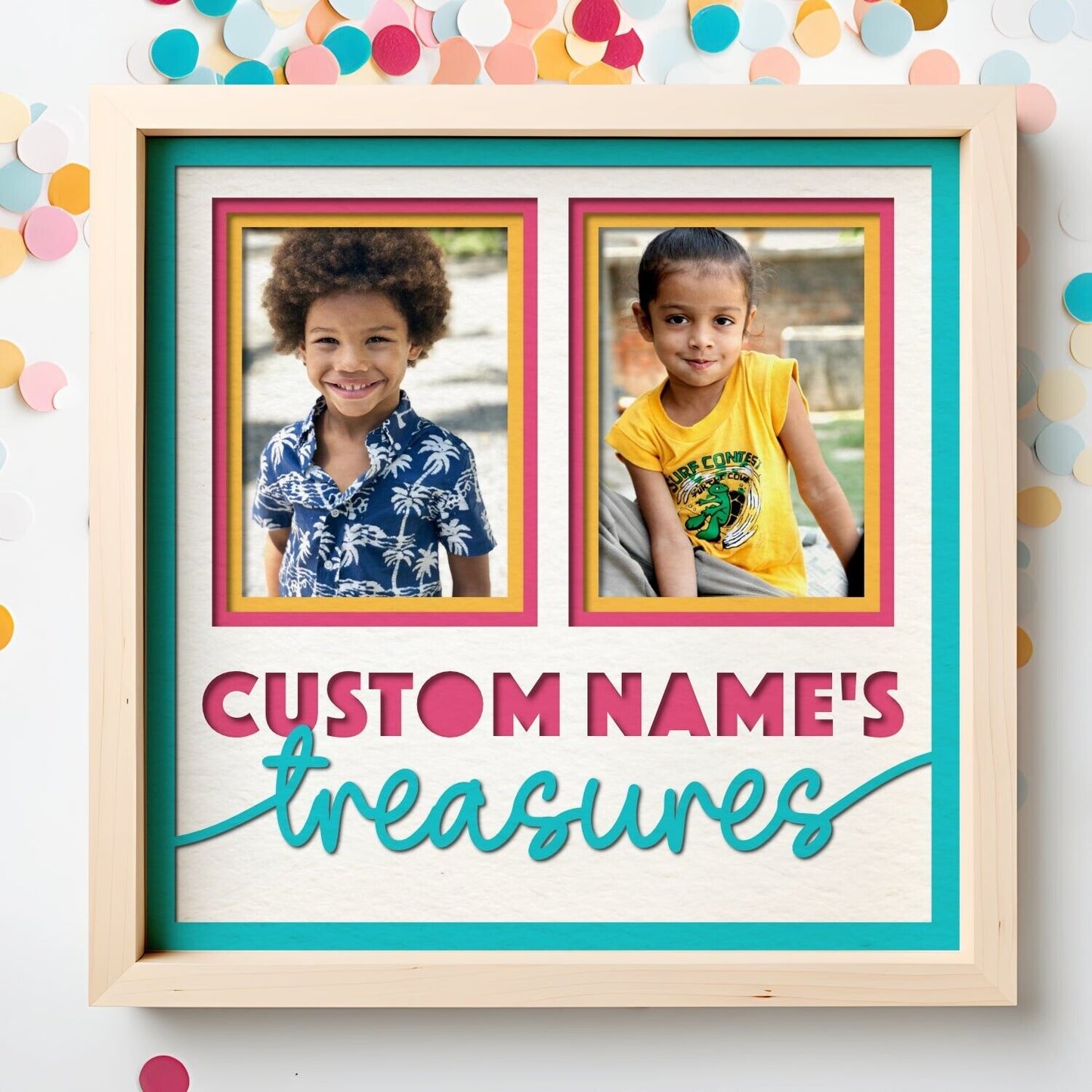 Treasure (s) - 9 x 9 Inch photo Frame - 1, 2, 3 or 6 photos / Multi Colour