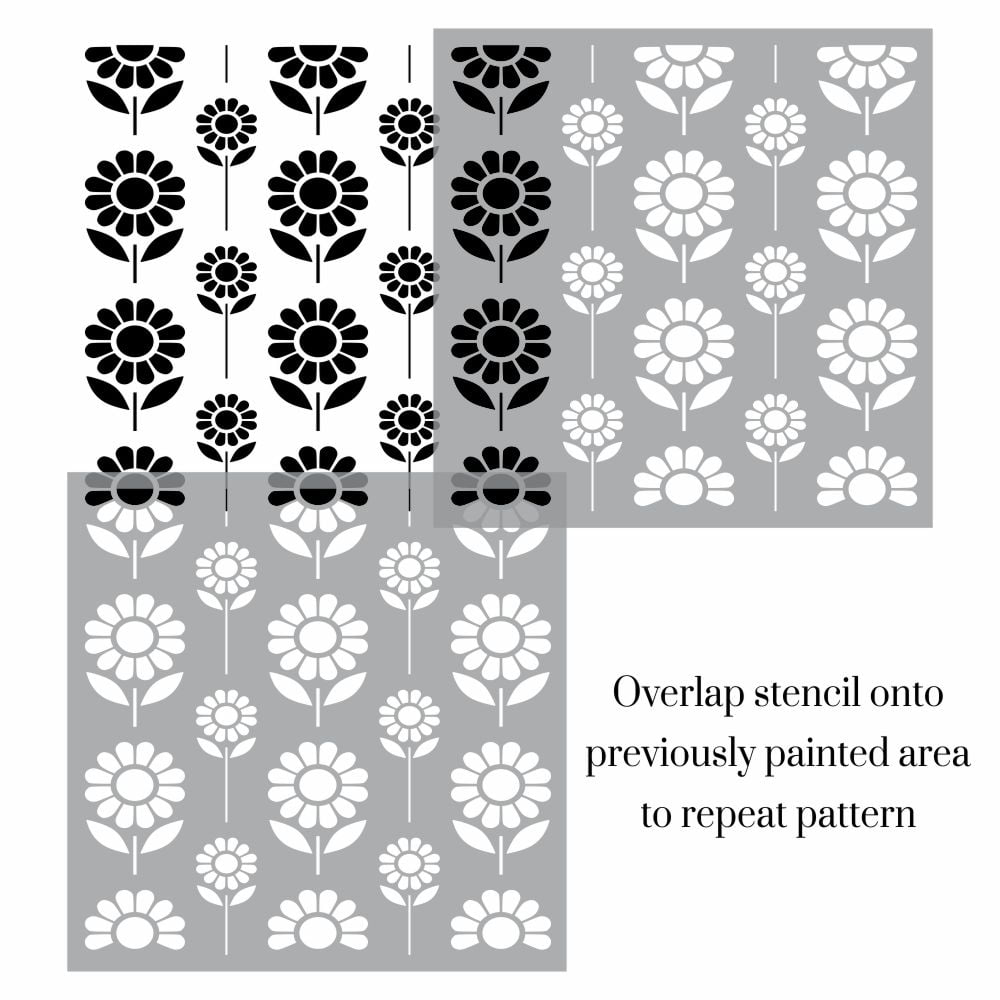 Sunny Flower Wall Stencil