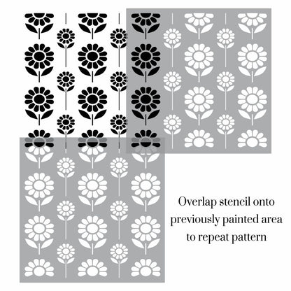 Sunny Flower Wall Stencil