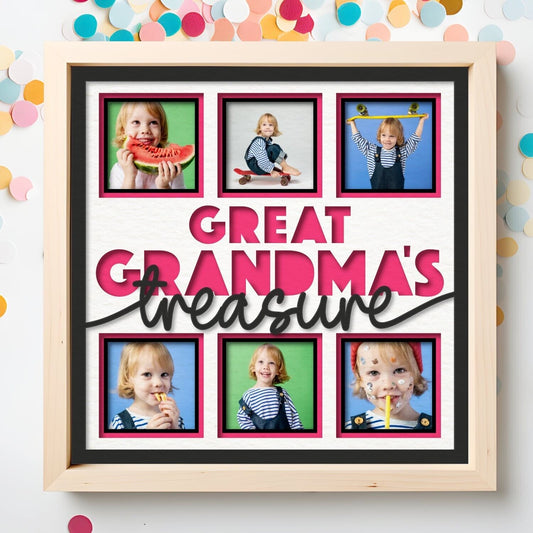 Great Grandmas Treasure (s) - 9 x 9 Inch photo Frame - 1, 2, 3 or 6 photos