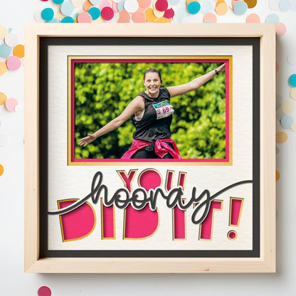 Hooray You Did It - 9 x 9 Inch photo Frame - 1, 2, 3 or 6 photos / Multi Colour