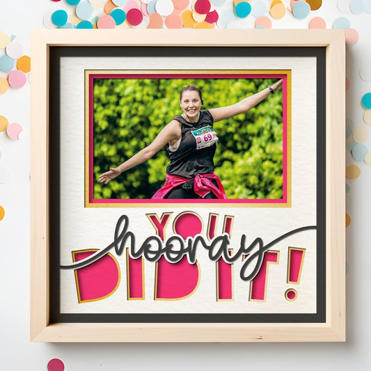 Hooray You Did It - 9 x 9 Inch photo Frame - 1, 2, 3 or 6 photos / Multi Colour