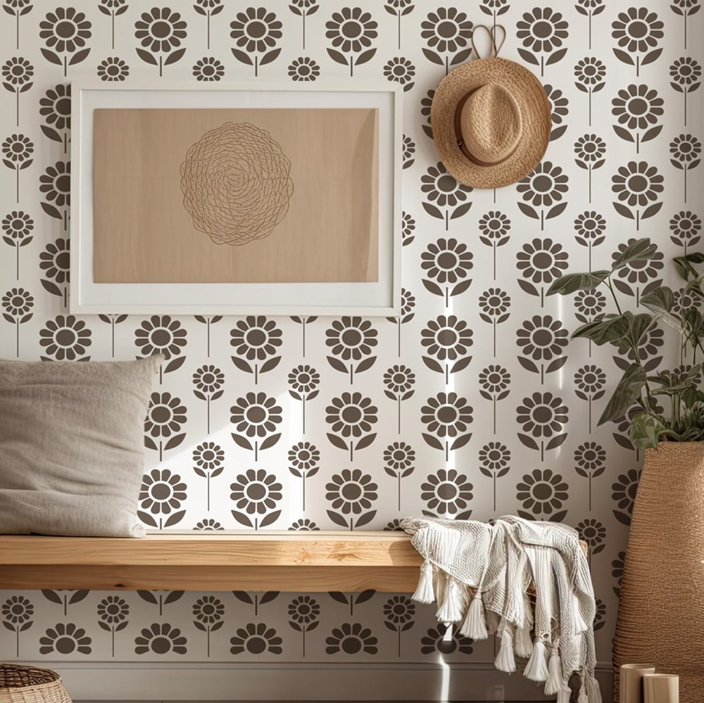 Sunny Flower Wall Stencil