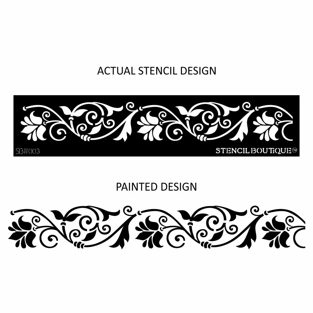 Floral Swirl Border Stencil