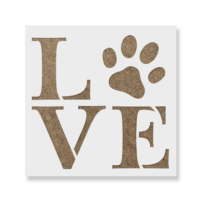 Love Paw Print Stencil