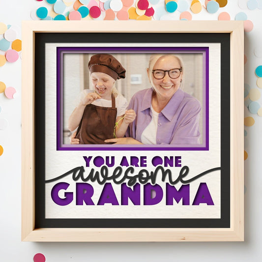 Awesome Grandma - 9 x 9 Inch photo Frame - 1, 2, 3 or 6 photos / Multi Colour