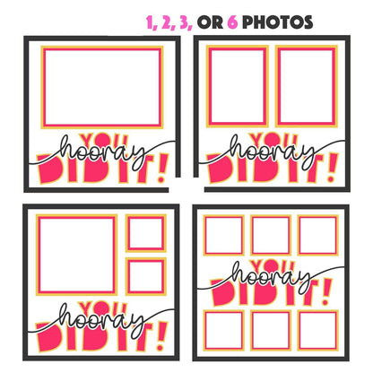 Hooray You Did It - 9 x 9 Inch photo Frame - 1, 2, 3 or 6 photos / Multi Colour