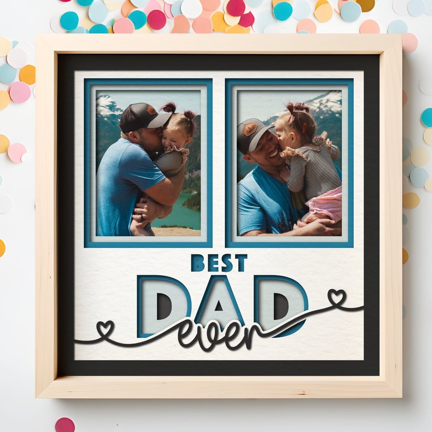 Best Dad Ever - 9 x 9 Inch photo Frame - 1, 2, 3 or 6 photos / Multi Colour