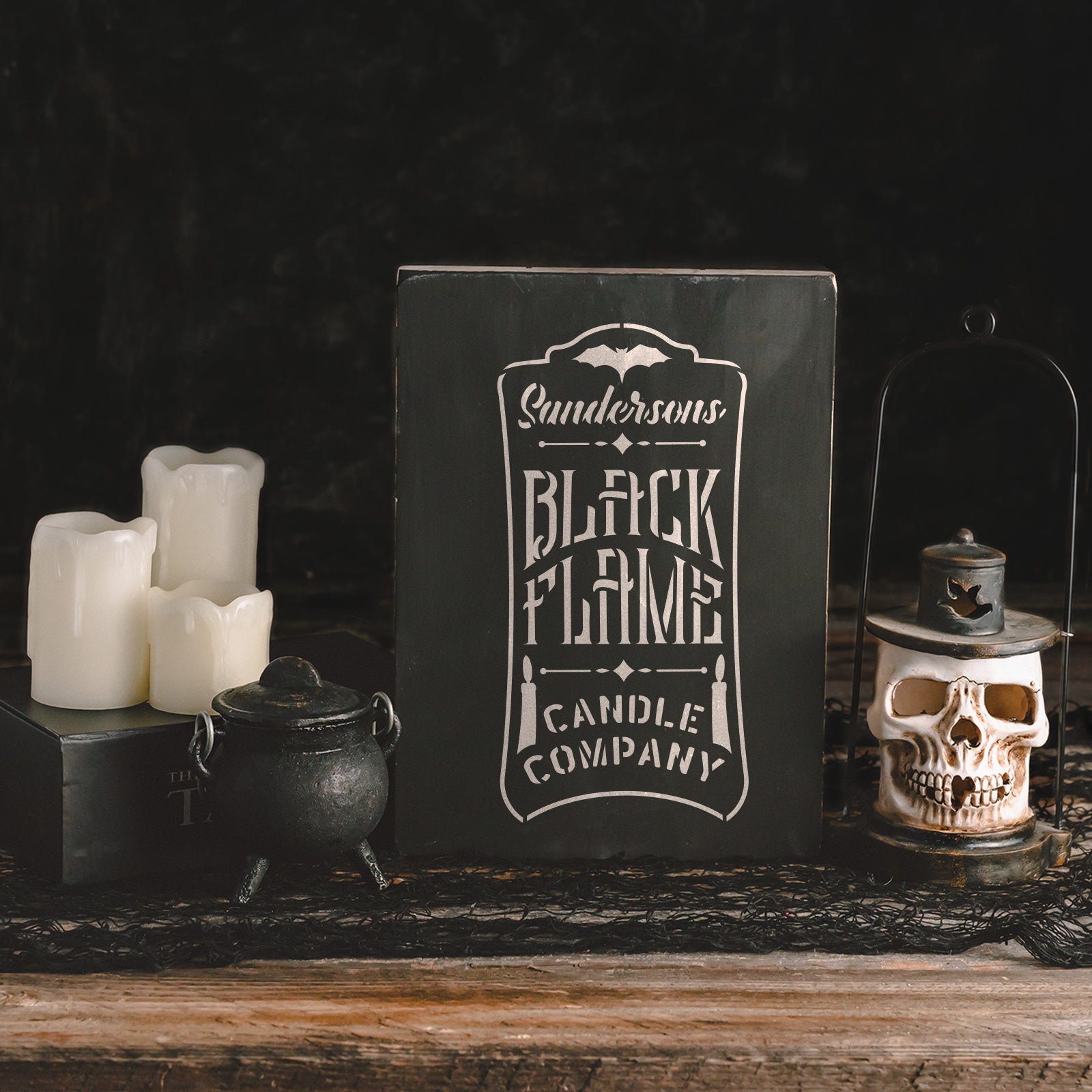 Black Flame Candle Label Stencil