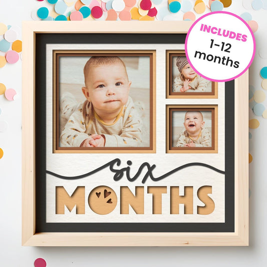 Baby Milestone - 9 x 9 Inch photo Frame - 1, 2, 3 or 6 photos / Multi Colour