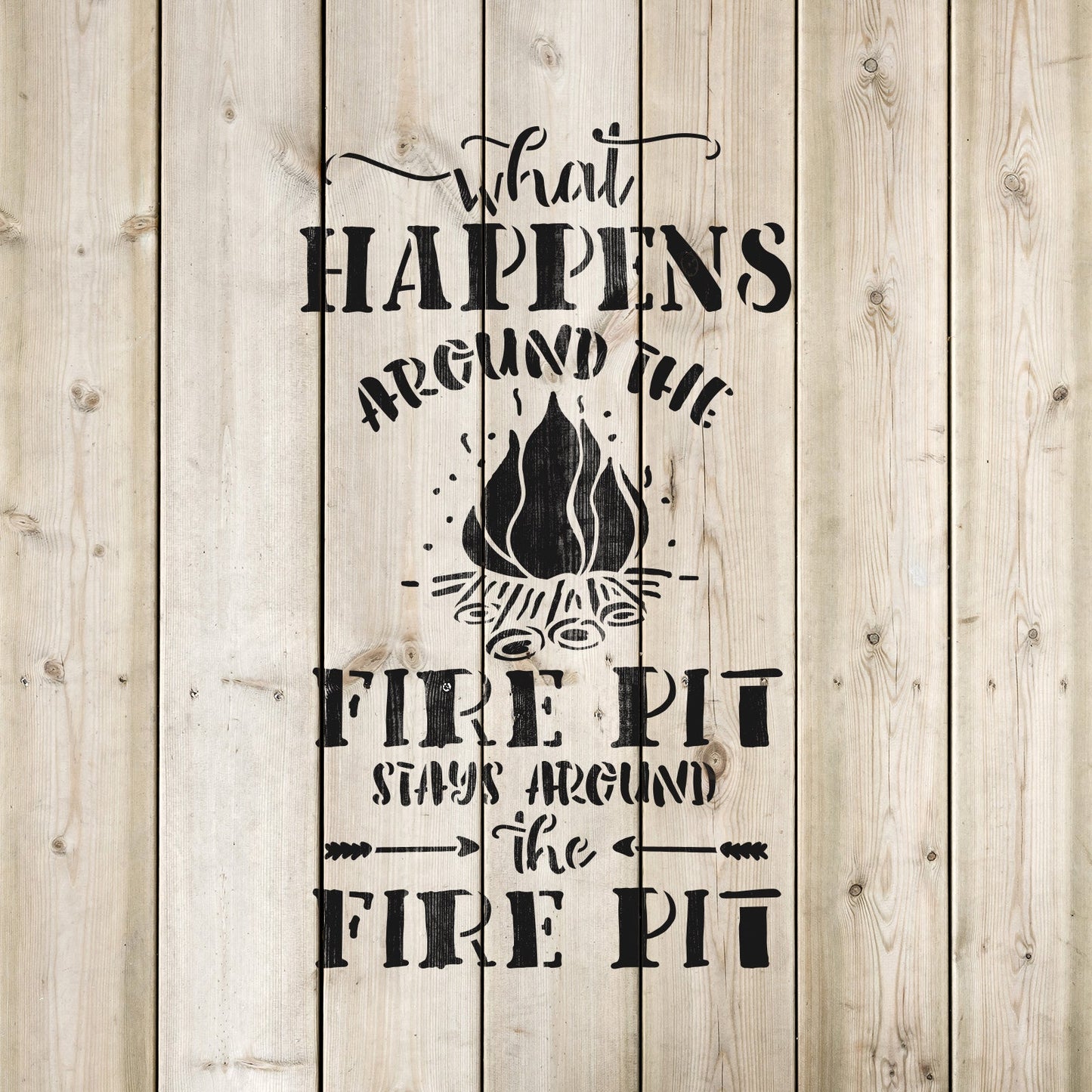 Fire Pit Camping Summer Sign Stencil