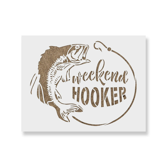 Weekend Hooker Bass Fishing Stencil