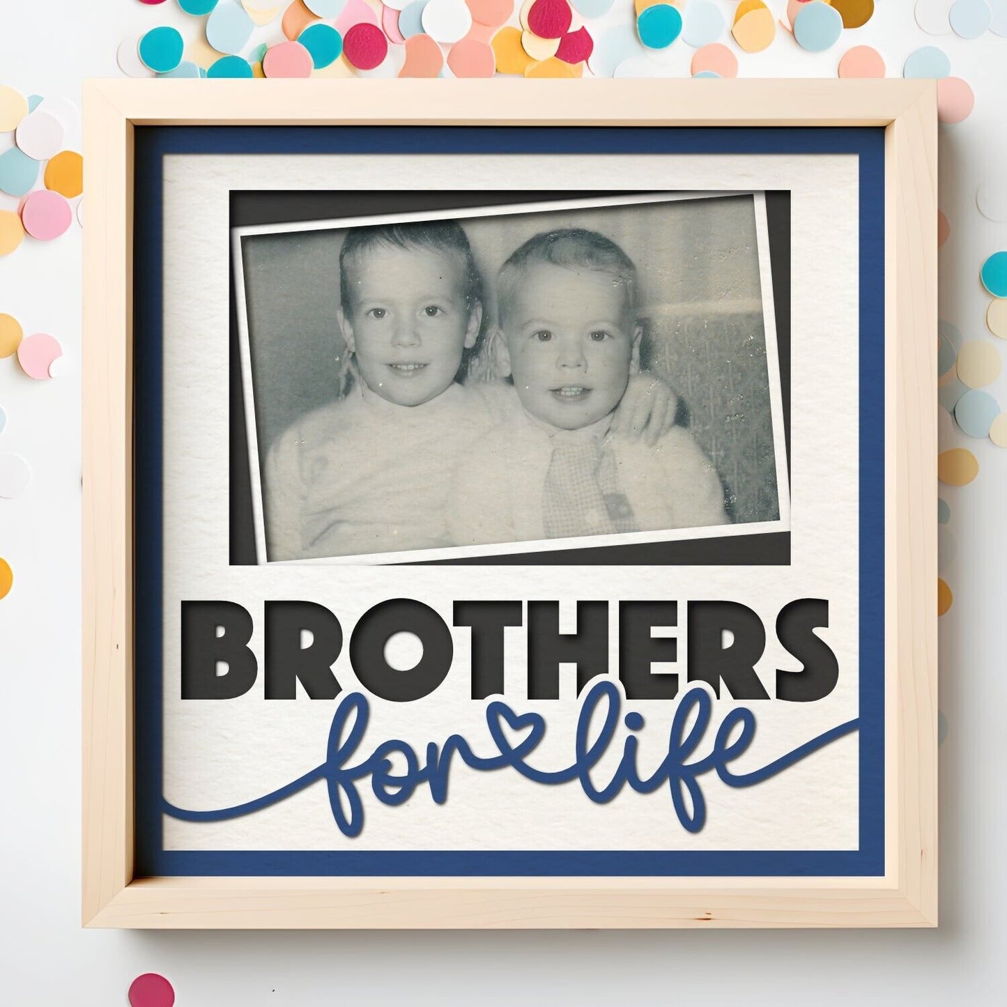 Brothers For Life - 9 x 9 Inch photo Frame - 1, 2, 3 or 6 photos / Multi Colour