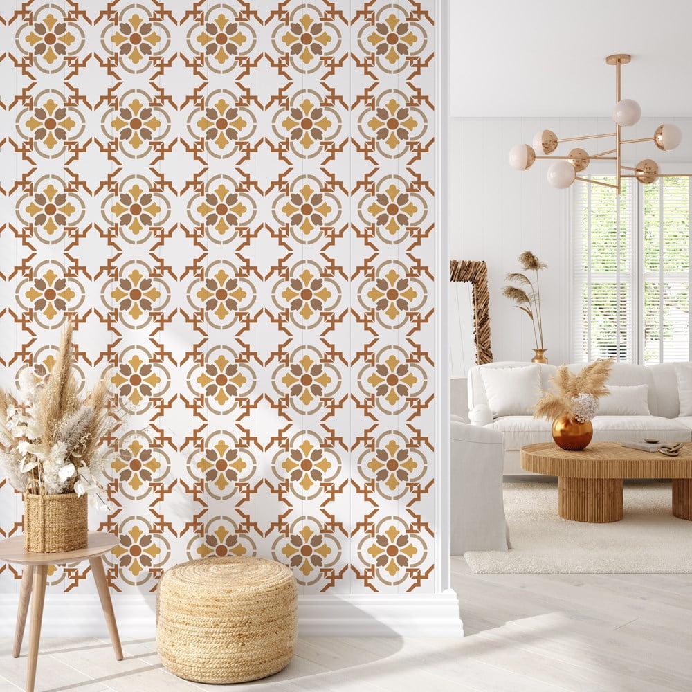 Izmar Floral Tile Stencil