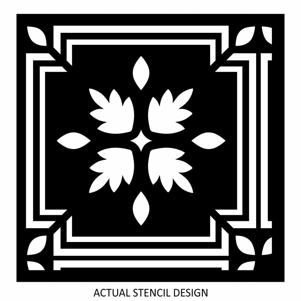 Retro Leafy Tile Stencil