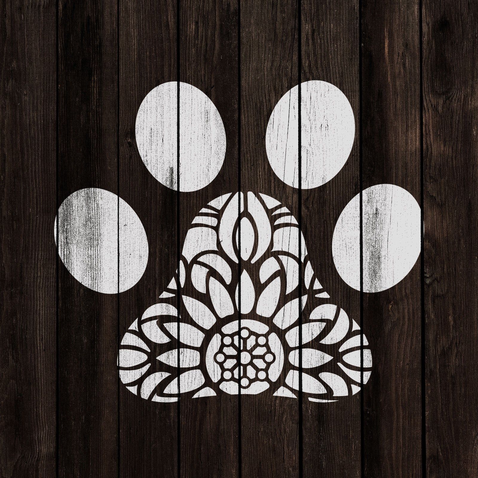 Mandala Dog Paw Print Stencil