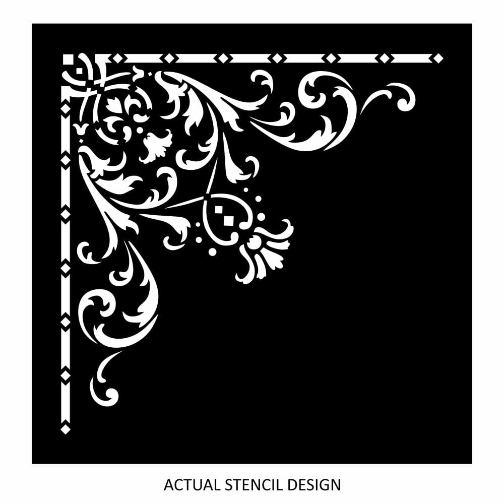 Diamond Damask Corner Stencil