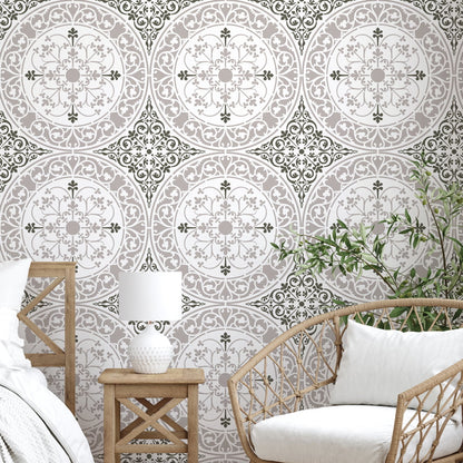 Italian Tile Damask Stencil