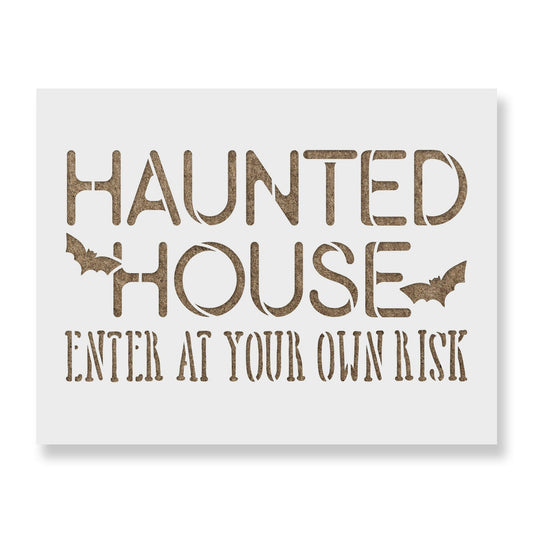 Haunted House Bats Stencil