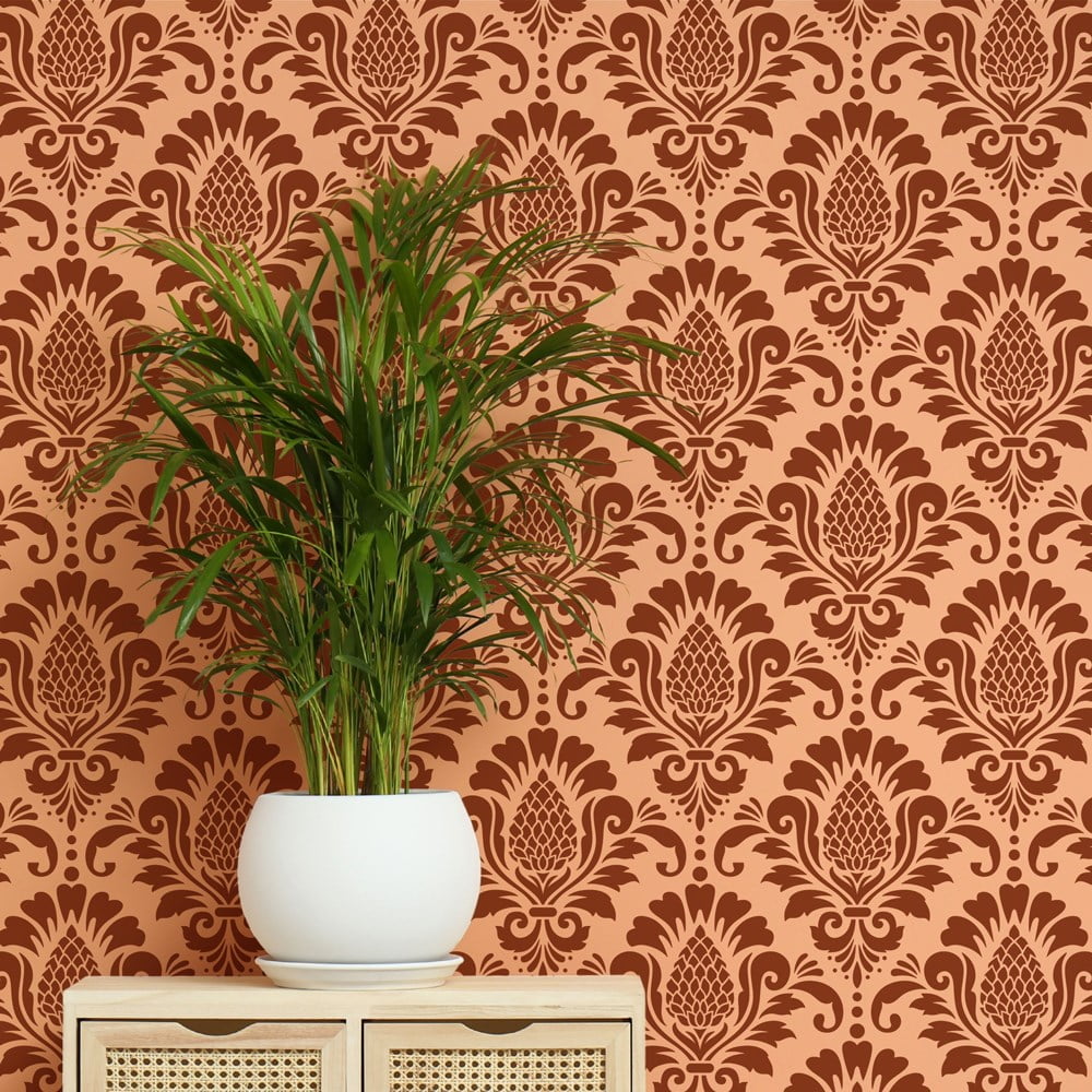 Pinecone Damask Allover Stencil