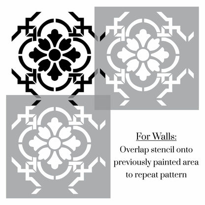 Izmar Floral Tile Stencil