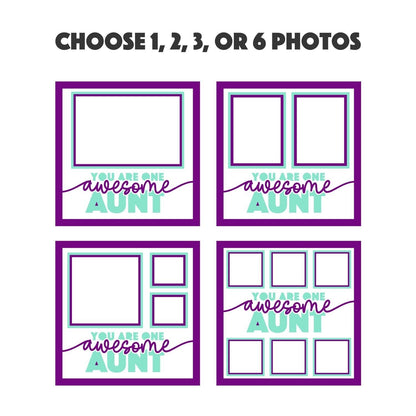 Awesome Aunt - 9 x 9 Inch photo Frame - 1, 2, 3 or 6 photos / Multi Colour