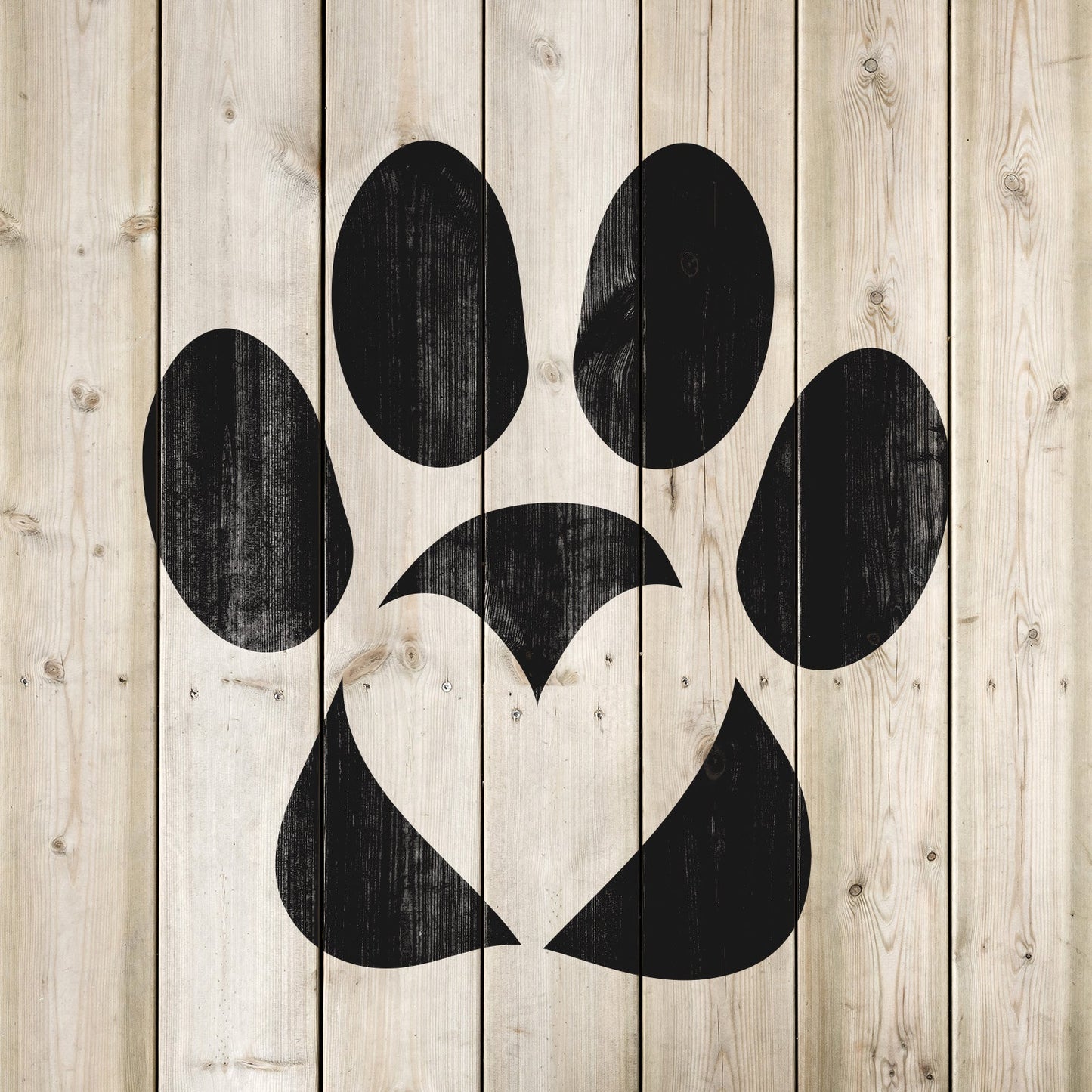 Paw Print With Heart Stencil