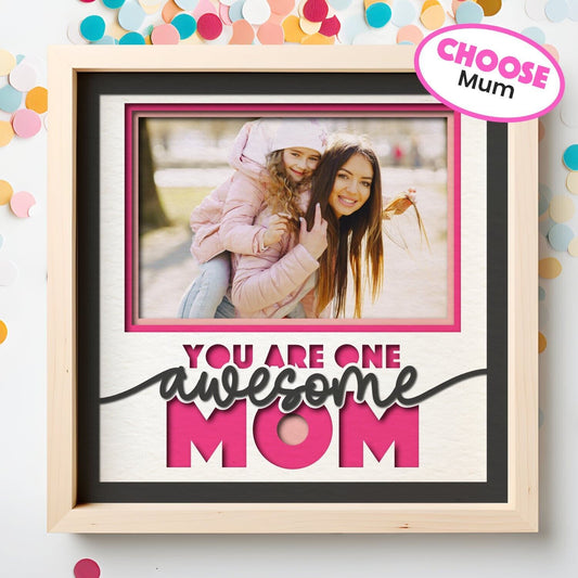 Awesome Mom / Mum - 9 x 9 Inch photo Frame - 1, 2, 3 or 6 photos / Multi Colour