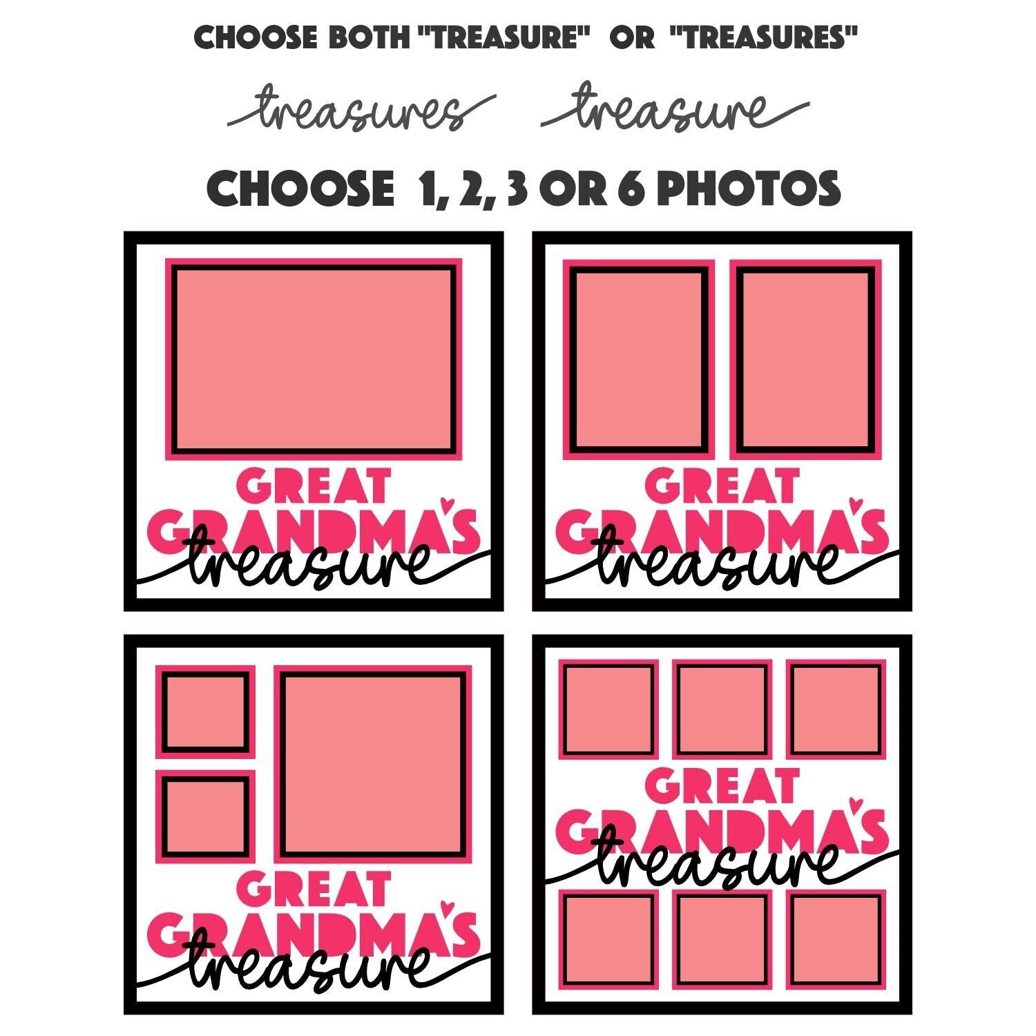 Great Grandmas Treasure (s) - 9 x 9 Inch photo Frame - 1, 2, 3 or 6 photos