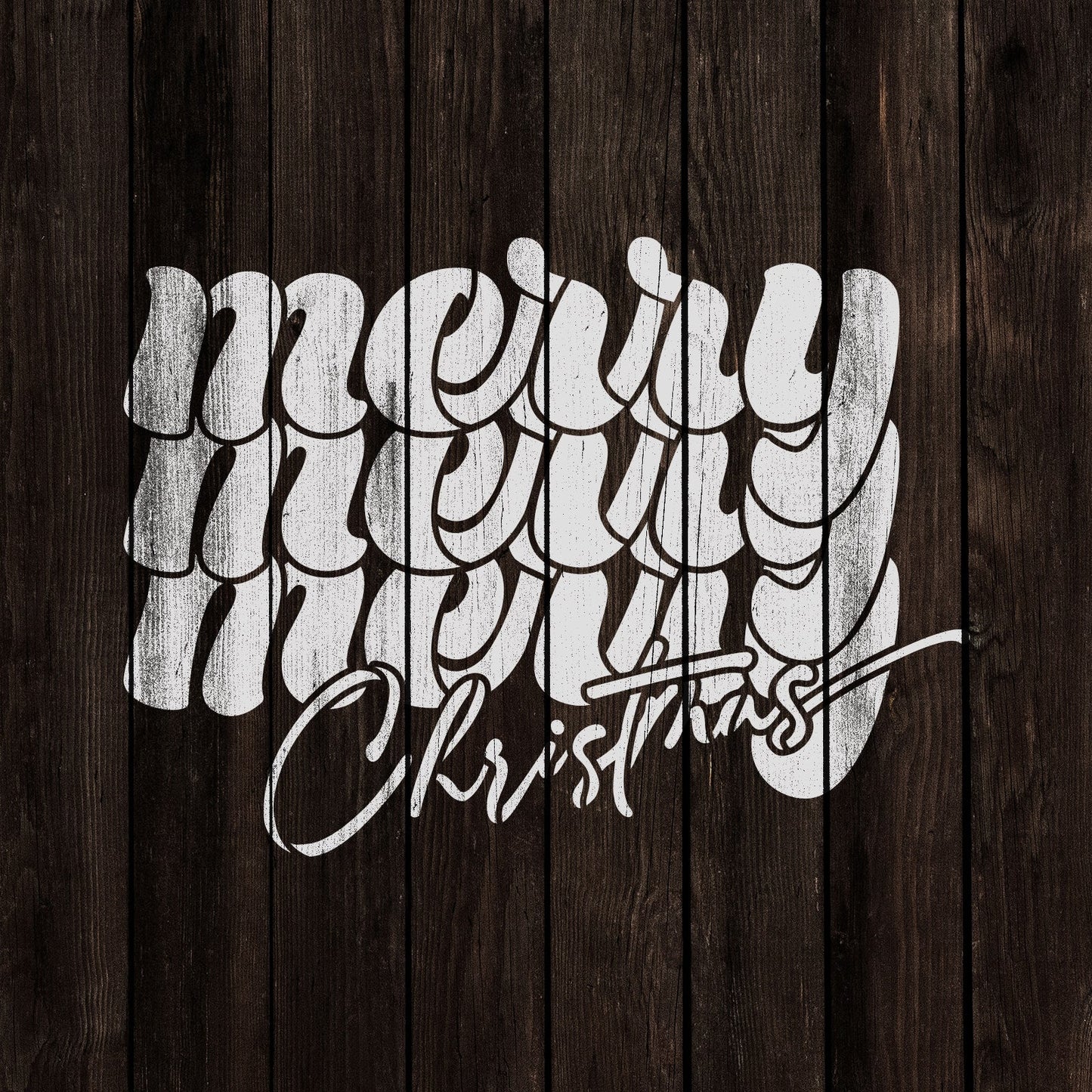 Merry Christmas Retro Stencil