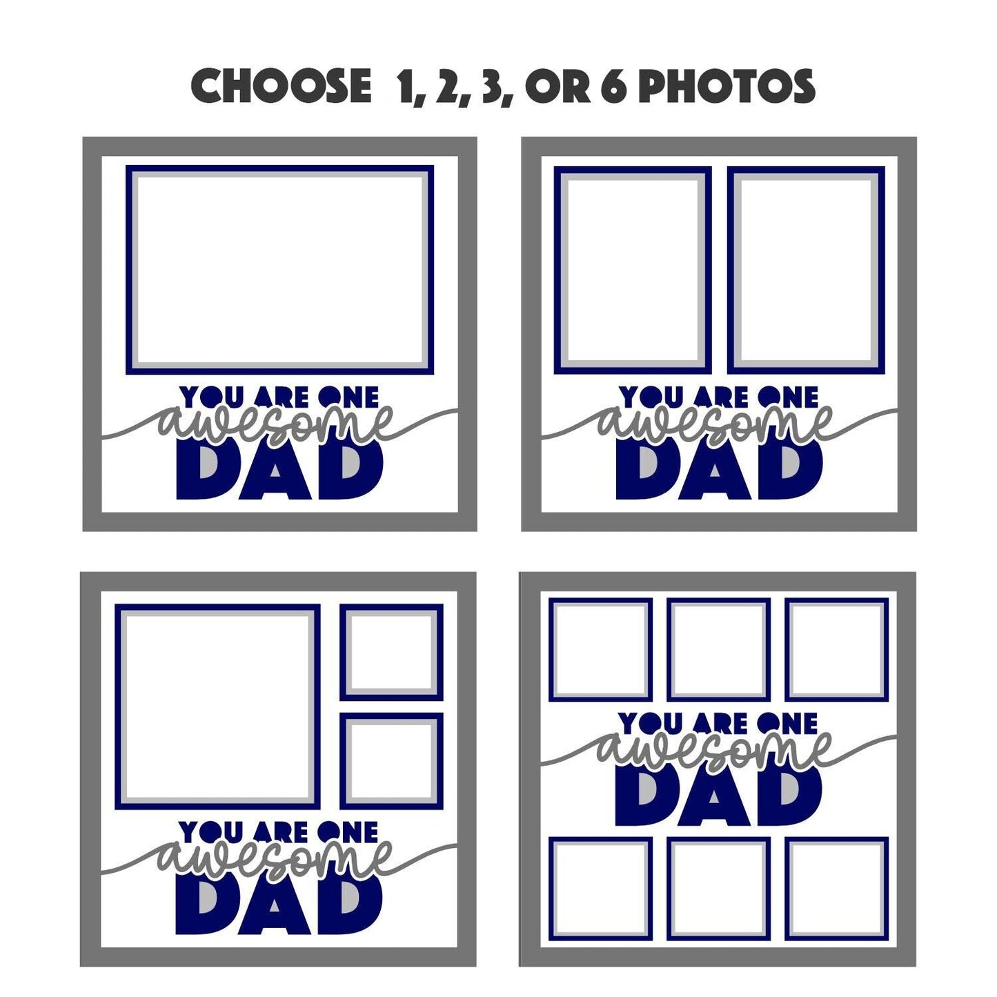 Awesome Dad - 9 x 9 Inch photo Frame - 1, 2, 3 or 6 photos / Multi Colour