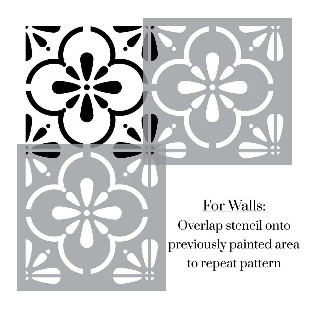 Tazma Floral Tile Stencil