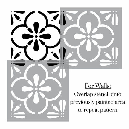 Tazma Floral Tile Stencil