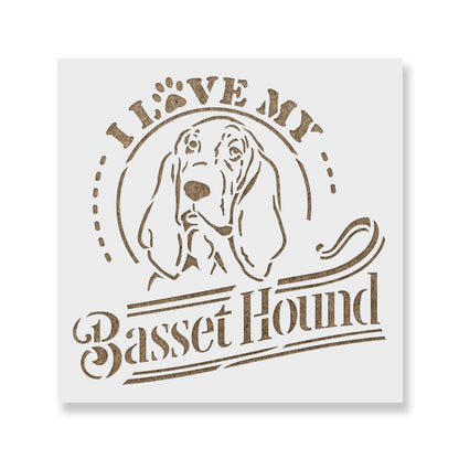 I Love My Basset Stencil