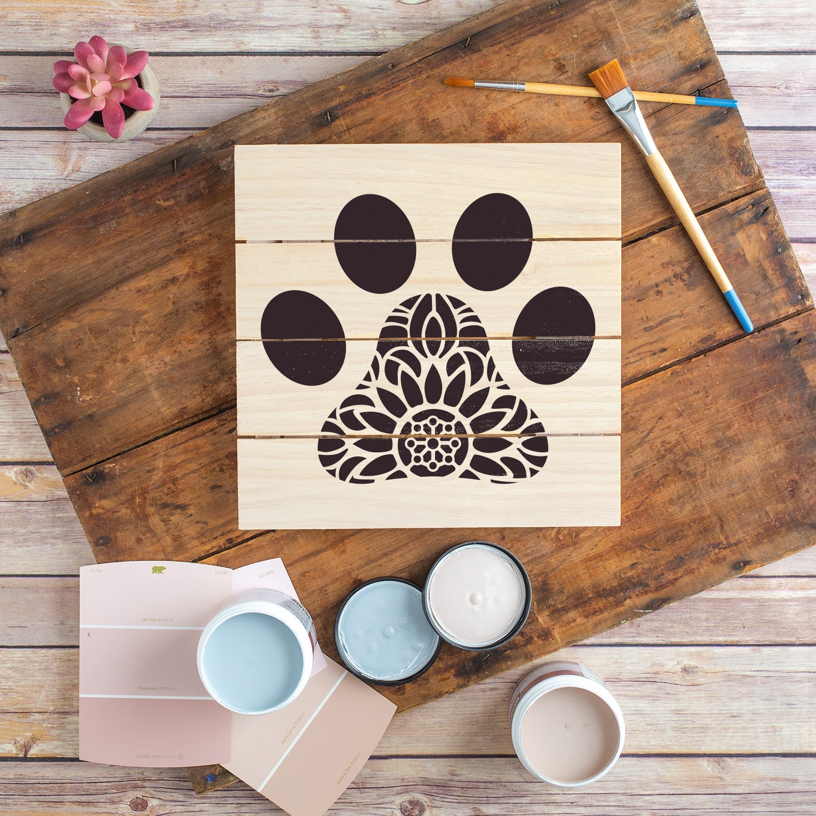 Mandala Dog Paw Print Stencil